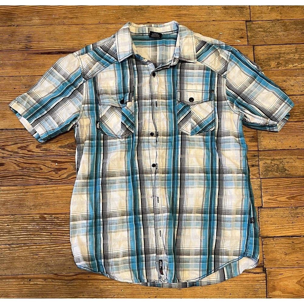 No Fear 90's Skater Grunge Y2K Button-Up Short Sleeve Shirt Medium
